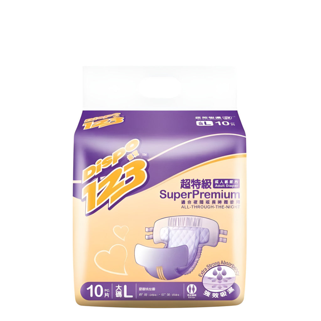 Dispo123 Super Premium Adult Diaper-Large (10 pcs/pack)