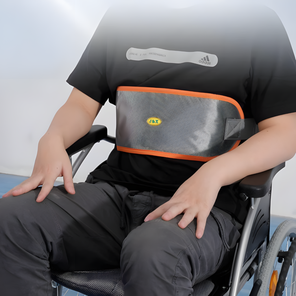 J&X Wheelchair Seatbelt, Orange Grey
