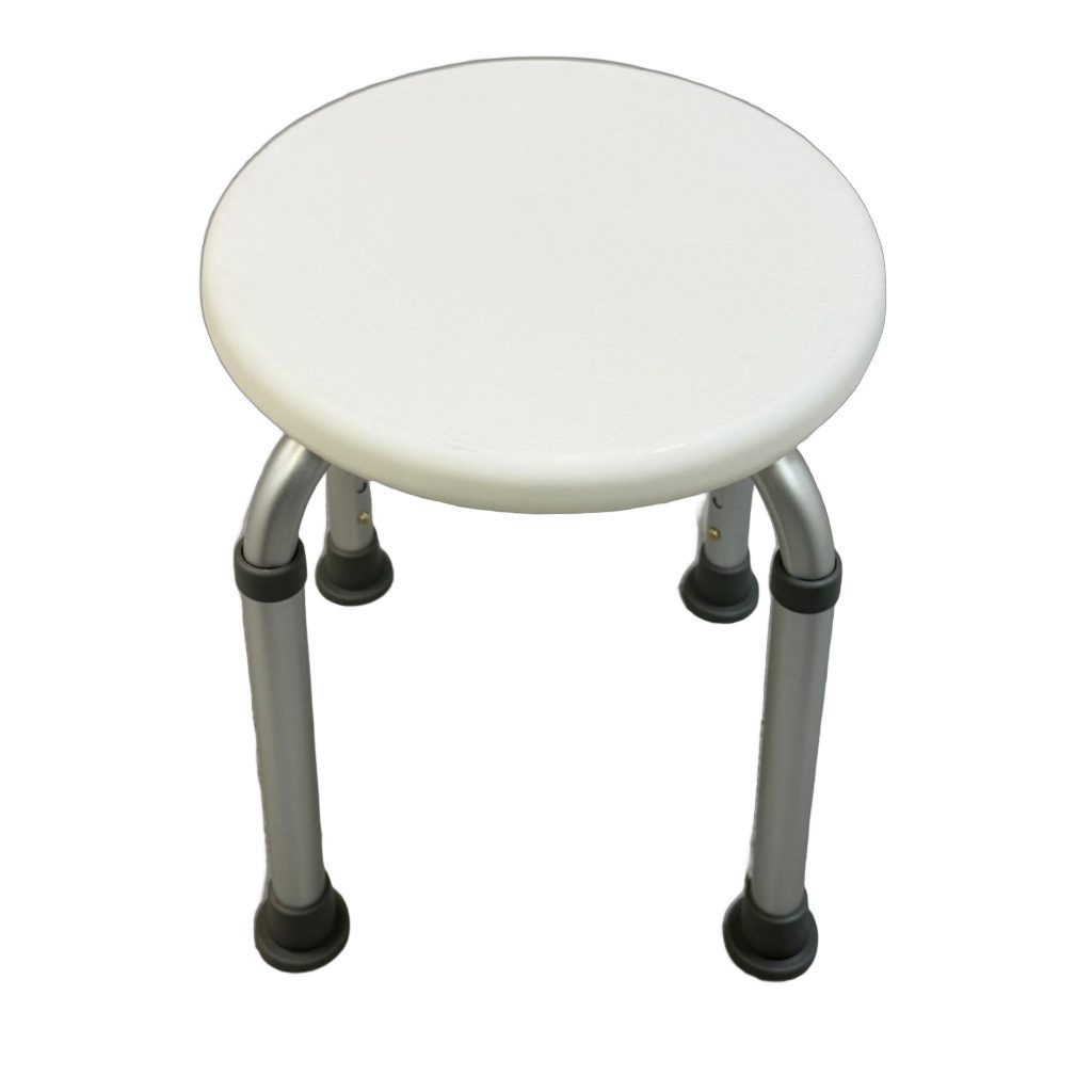 Backless aluminum round bath chair, adjustable height 15"-22"