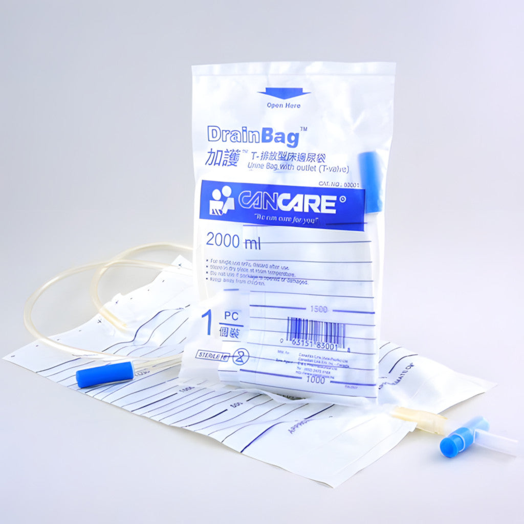 Cancare® T-shaped discharge urine bag 2000ml (push head)
