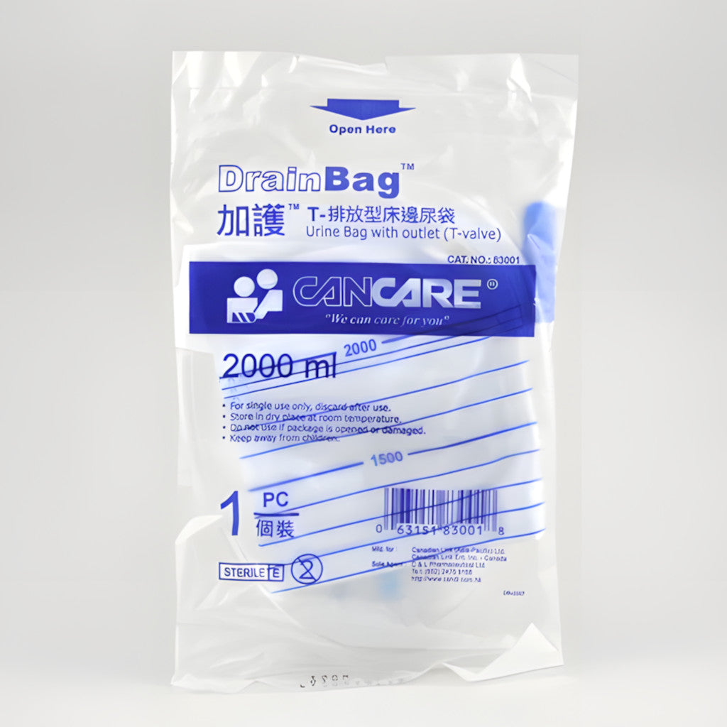 Cancare® T-shaped discharge urine bag 2000ml (push head)